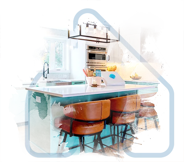 A modern Central MA kitchen remodel featuring a pristine white quartz countertop with subtle veining as the focal point, installed by licensed contractor Akaza Builders